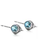 Vintage craft Earrings Aquamarine Sterling silver 925 vec117s